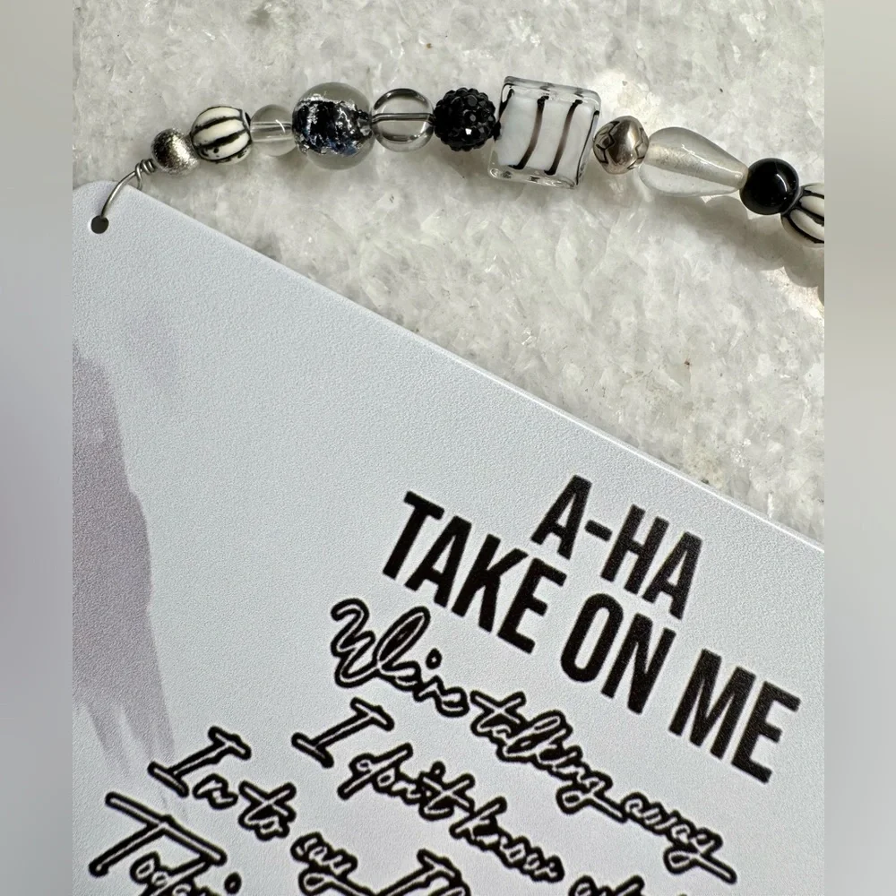 New A-ha Band Take On Me 80s Inspired Metal Wall Sign w/ Beaded Hanger 8” x 12”